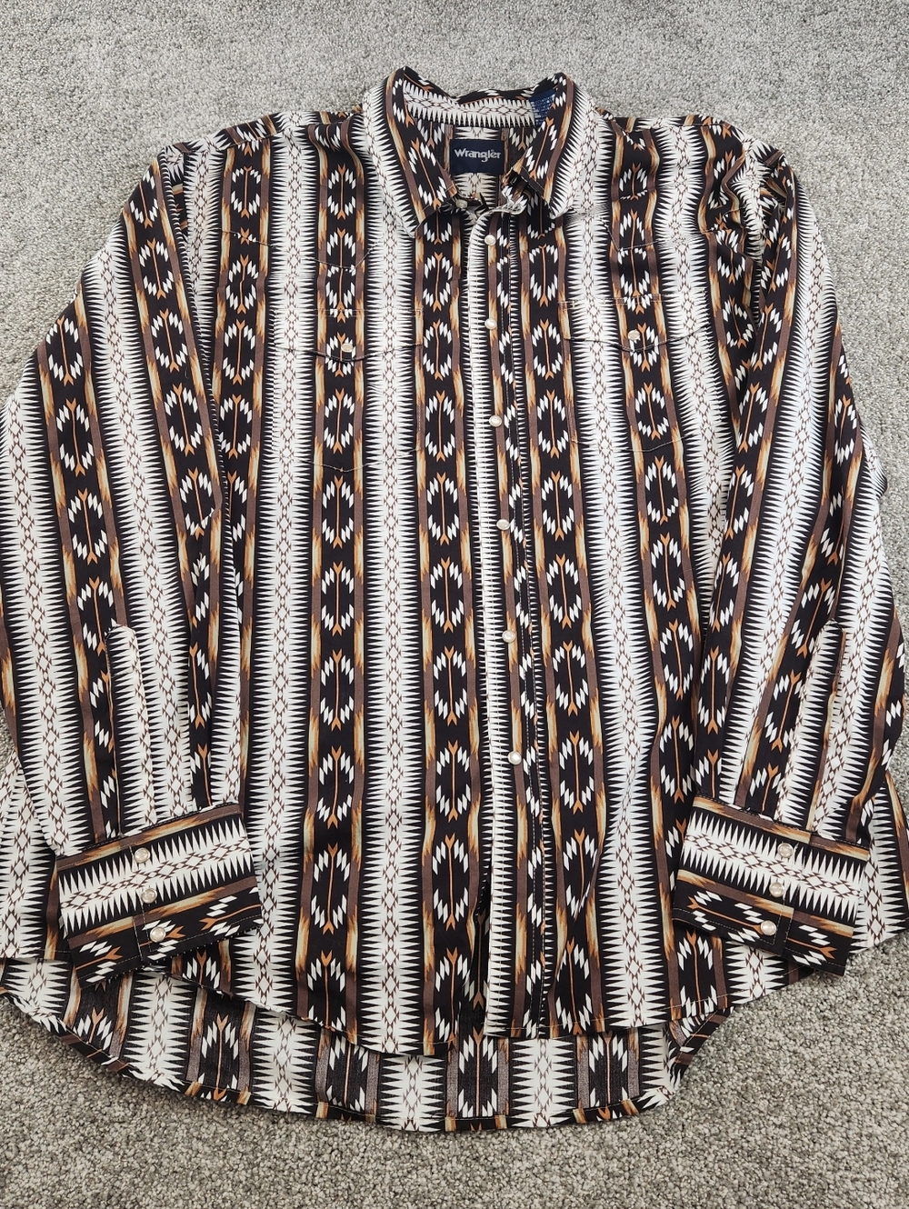 Wrangler Western Shirt Men’s Size XXL Southeastern Print Pearl Snap Long Sleeve
